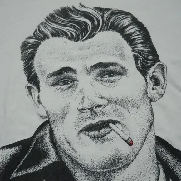 Vintage James Dean 80s Portrait Rare T-Shirt XL Stedman 1987 Movie Star Cigs Tees - Short Sleeve